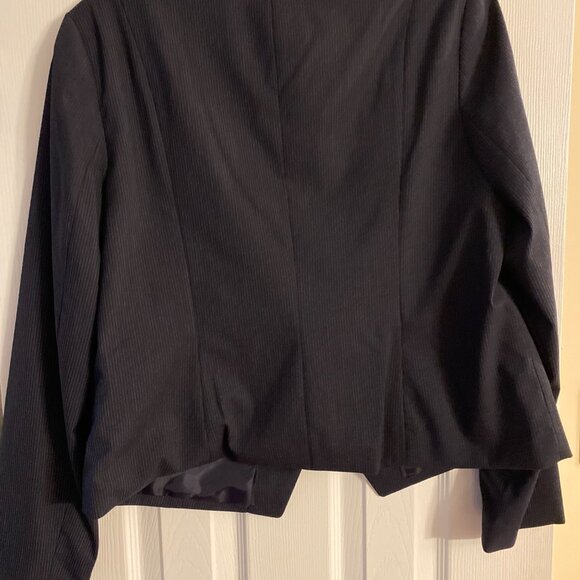 Worthington NWT Women's Navy w Gray Stripe Short Blazer Jacket Business Size XL - Picture 2 of 8